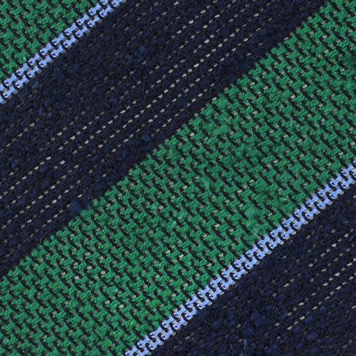 Striped Shantung Grenadine Bespoke Tie - Navy / Forest