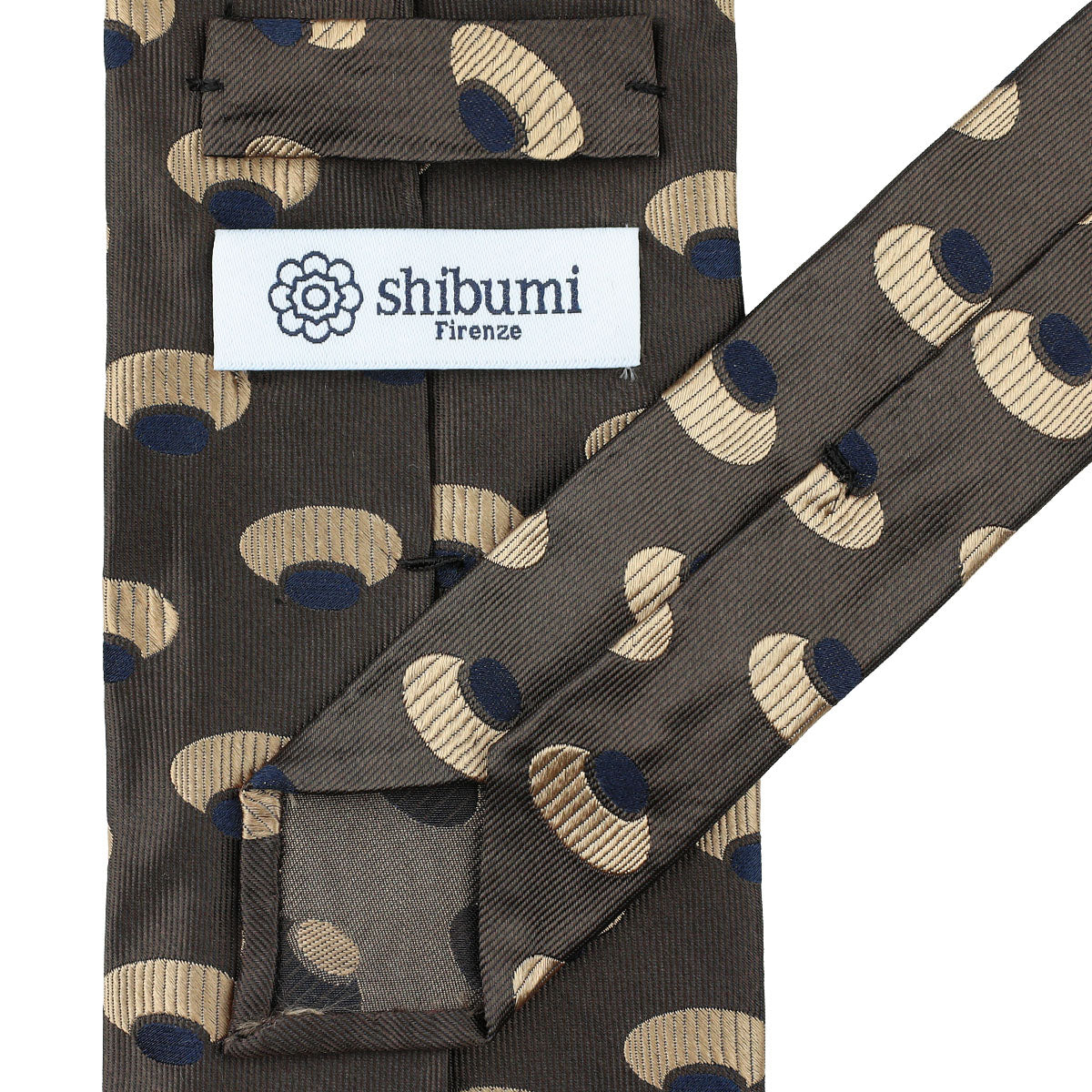 Geometrical Jacquard Silk Tie - Brown - Hand-Rolled