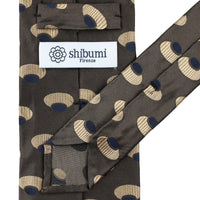 Geometrical Jacquard Silk Tie - Brown - Hand-Rolled