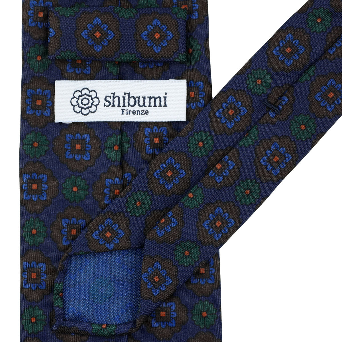 Ancient Madder Silk Tie - Navy - Hand-Rolled