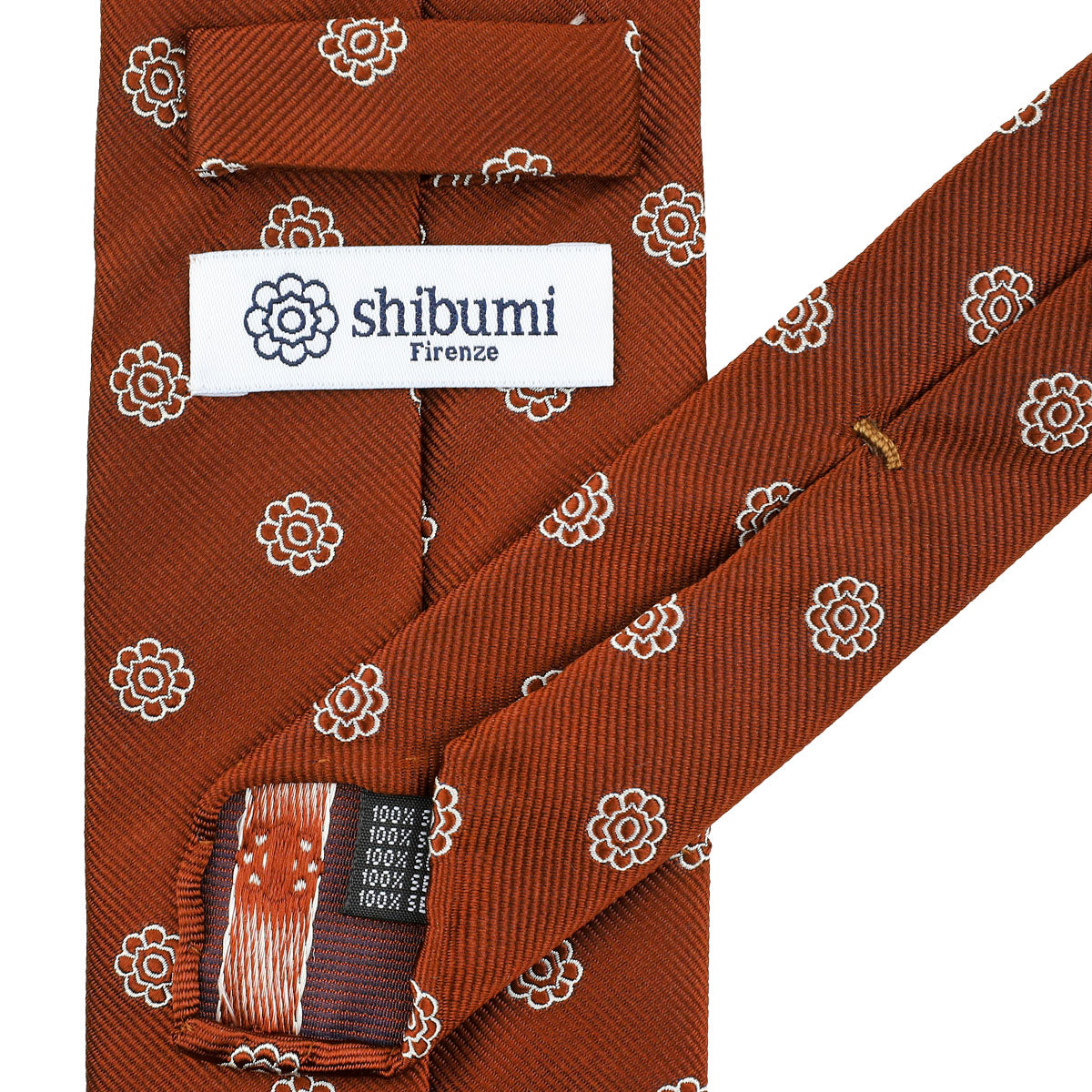 Shibumi-Flower Japanese Jacquard Silk Tie - Rust