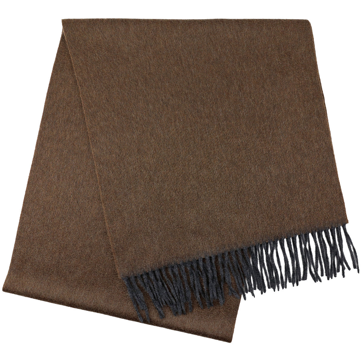 Double-Face Zibellino Cashmere Scarf - Brown / Grey