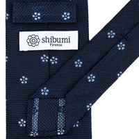 Floral Fina Grenadine Silk Tie - Navy - Hand-Rolled