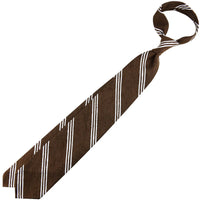 Triple Stripe Shantung Bespoke Tie - Brown