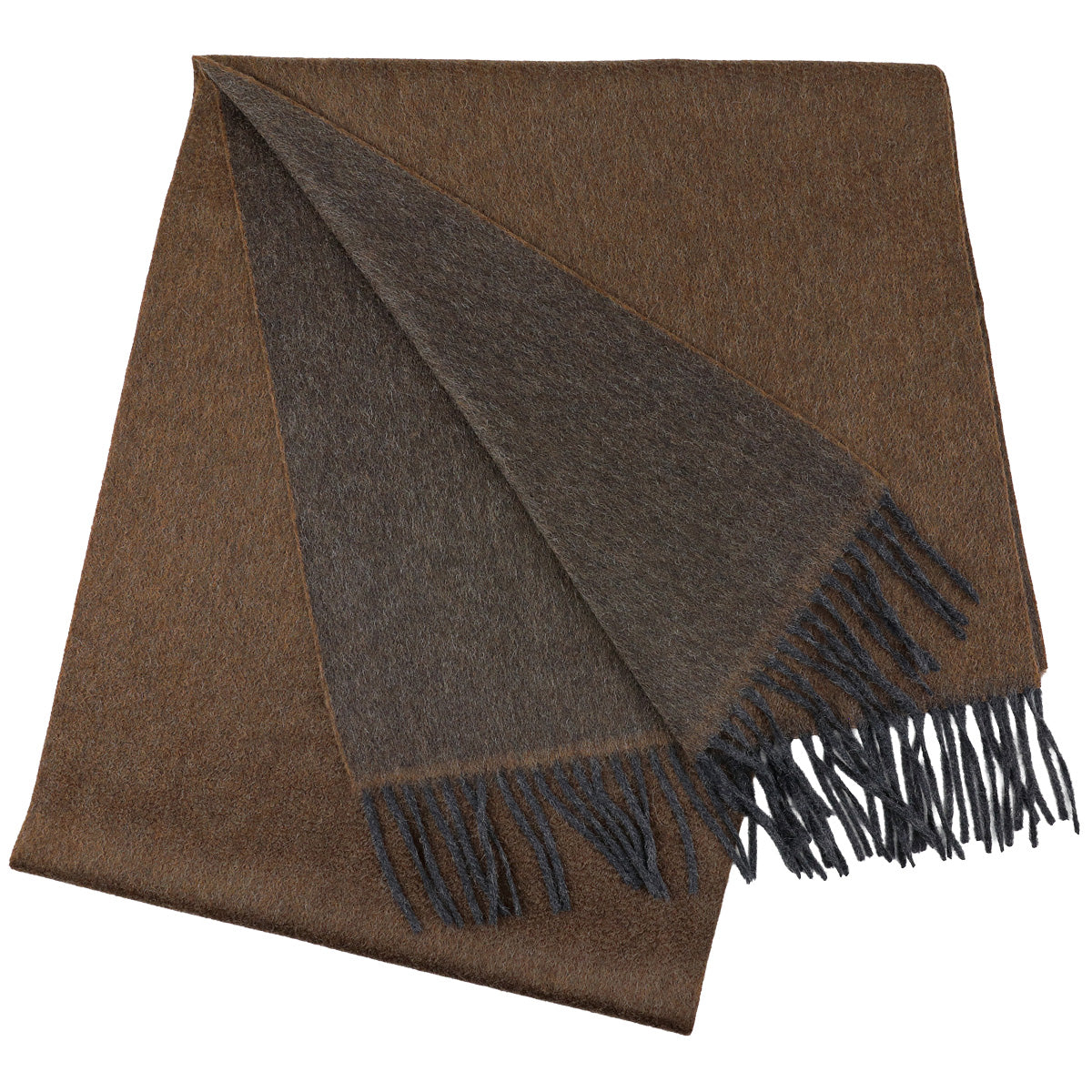 Double-Face Zibellino Cashmere Scarf - Brown / Grey
