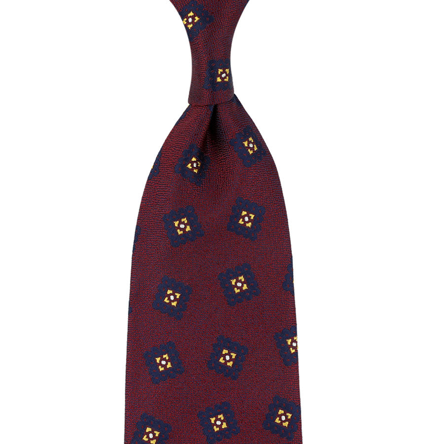 Geometrical Japanese Jacquard Silk Tie - Burgundy