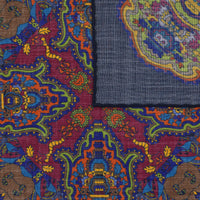 Animal Motif Wool / Silk Pocket Square - Navy - 40x40cm