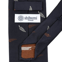 Floral Jacquard Silk Tie - Navy - Hand-Rolled