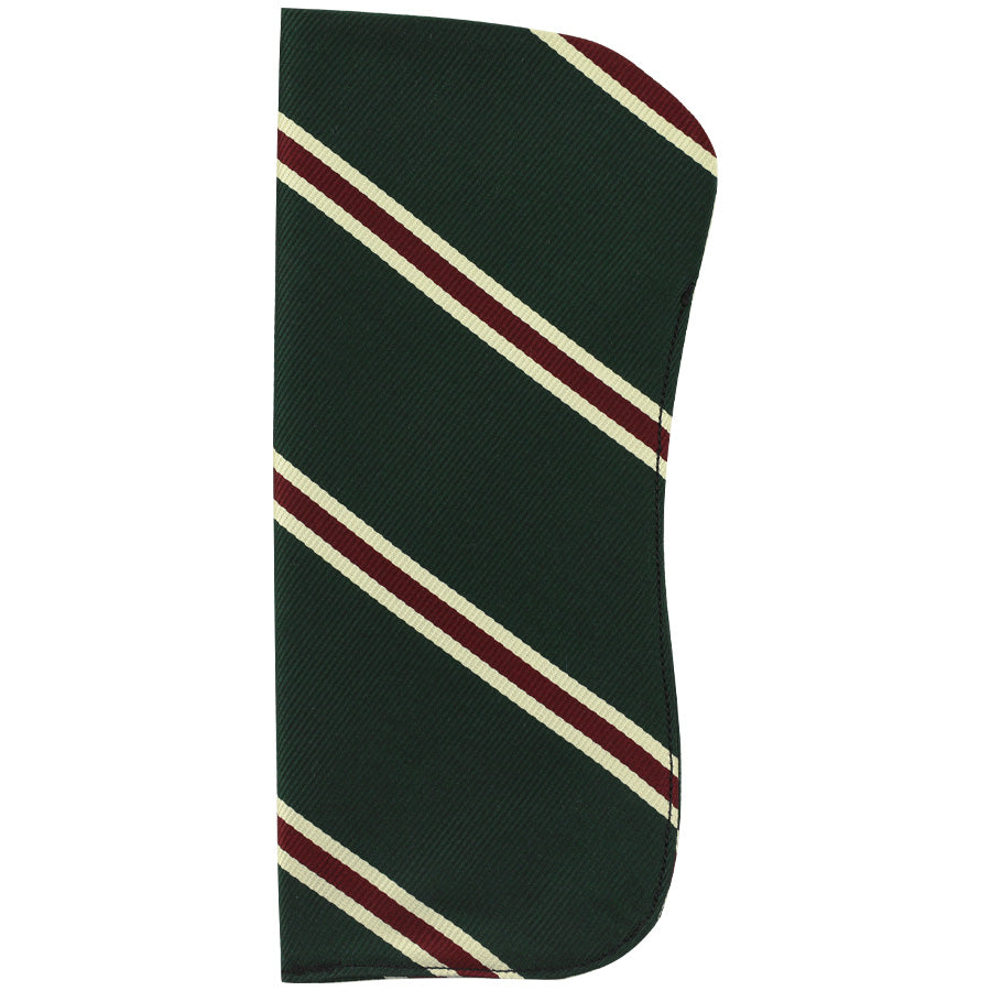 Japanese Repp Stripe Silk Glasses Case - Bottle Green