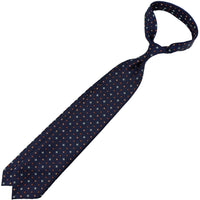 Floral Printed Silk Tie - Navy - Hand-Rolled