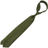 Floral Printed Silk Tie - Olive - Hand-Rolled