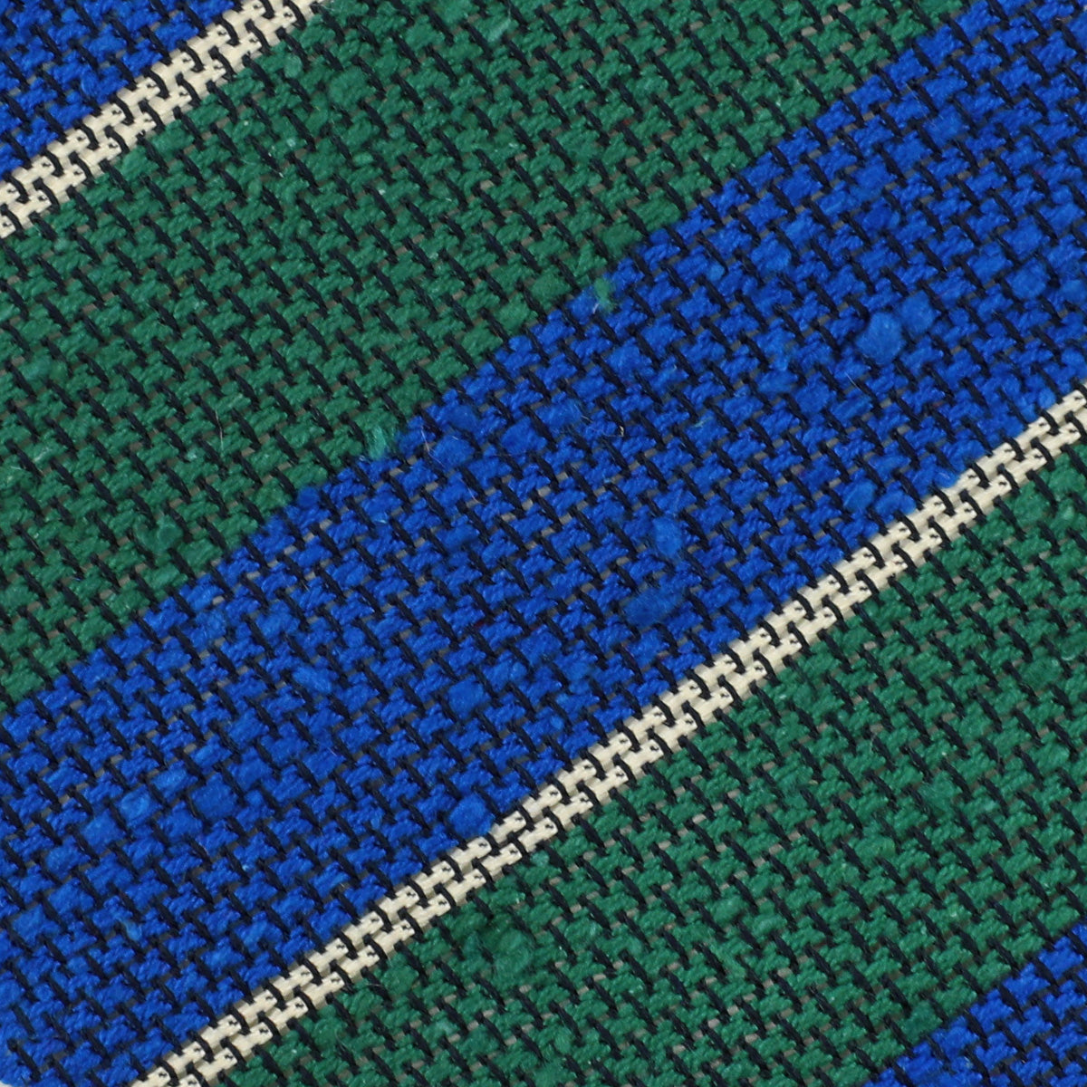 Striped Shantung Grenadine Bespoke Tie - Blue / Green