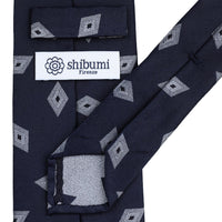 Japanese Boucle Silk Tie - Navy - Hand-Rolled