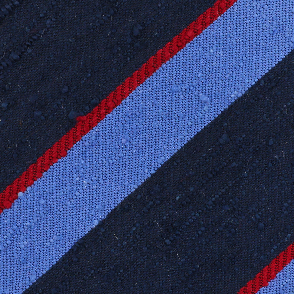 Striped Shantung Bespoke Tie - Navy / Blue / Red