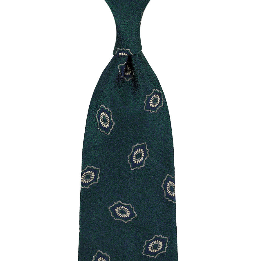 Geometrical Jacquard Silk Tie - Bottle - Hand-Rolled