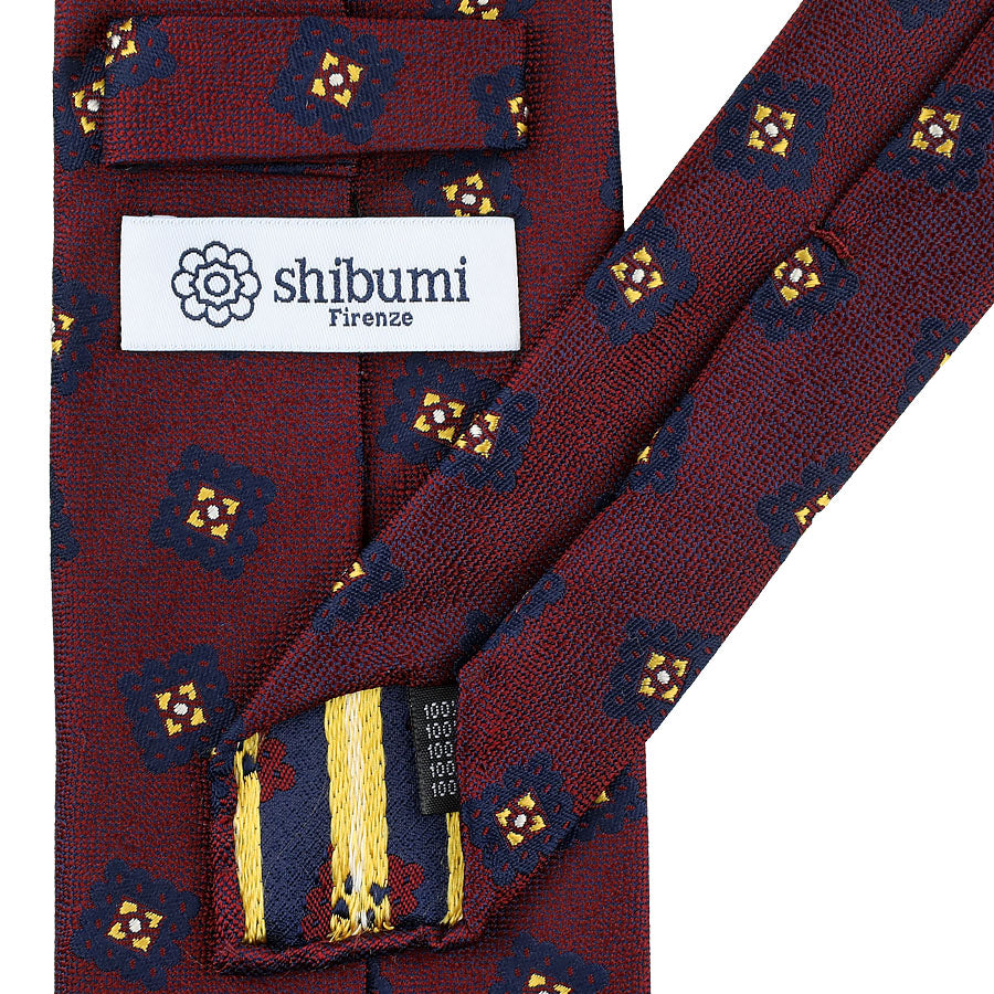 Geometrical Japanese Jacquard Silk Tie - Burgundy