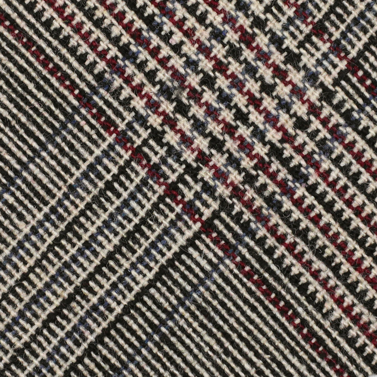 Checked Bespoke Wool Tie - Cream / Black