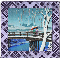 Ukiyo-e Silk Pocket Square - Edogawa no Yuki - 40x40cm