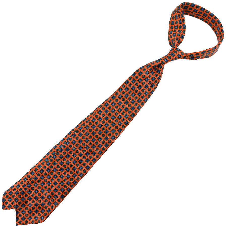 Ancient Madder Silk Tie - Orange - Hand-Rolled
