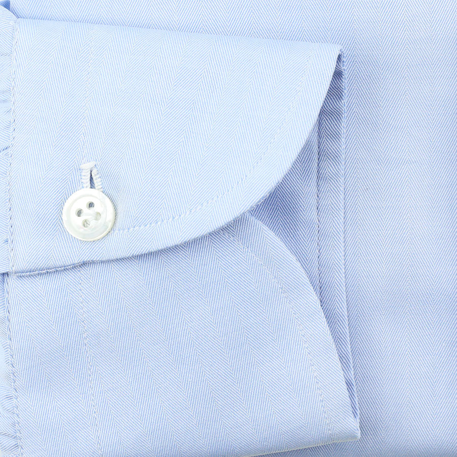 Herringbone Semi Spread Shirt - Sky Blue