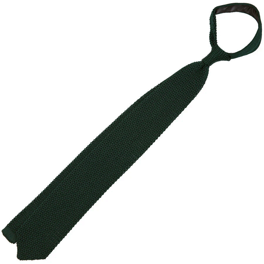 V-Point Knit Tie - Forest Green - Silk