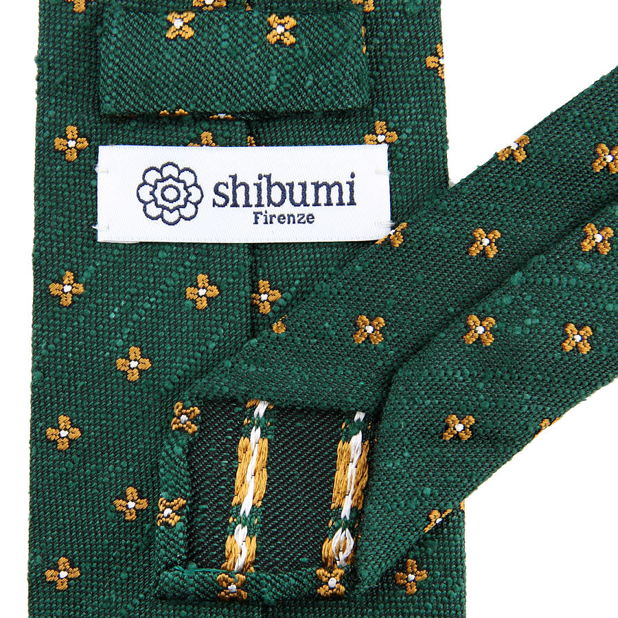 Floral Soft Shantung Silk Tie - Green - Hand-Rolled