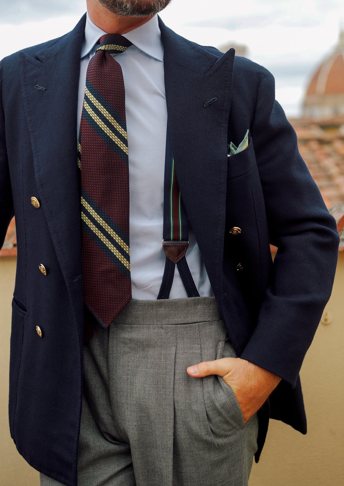Barathea Braces - Navy / Burgundy / Green / Yellow