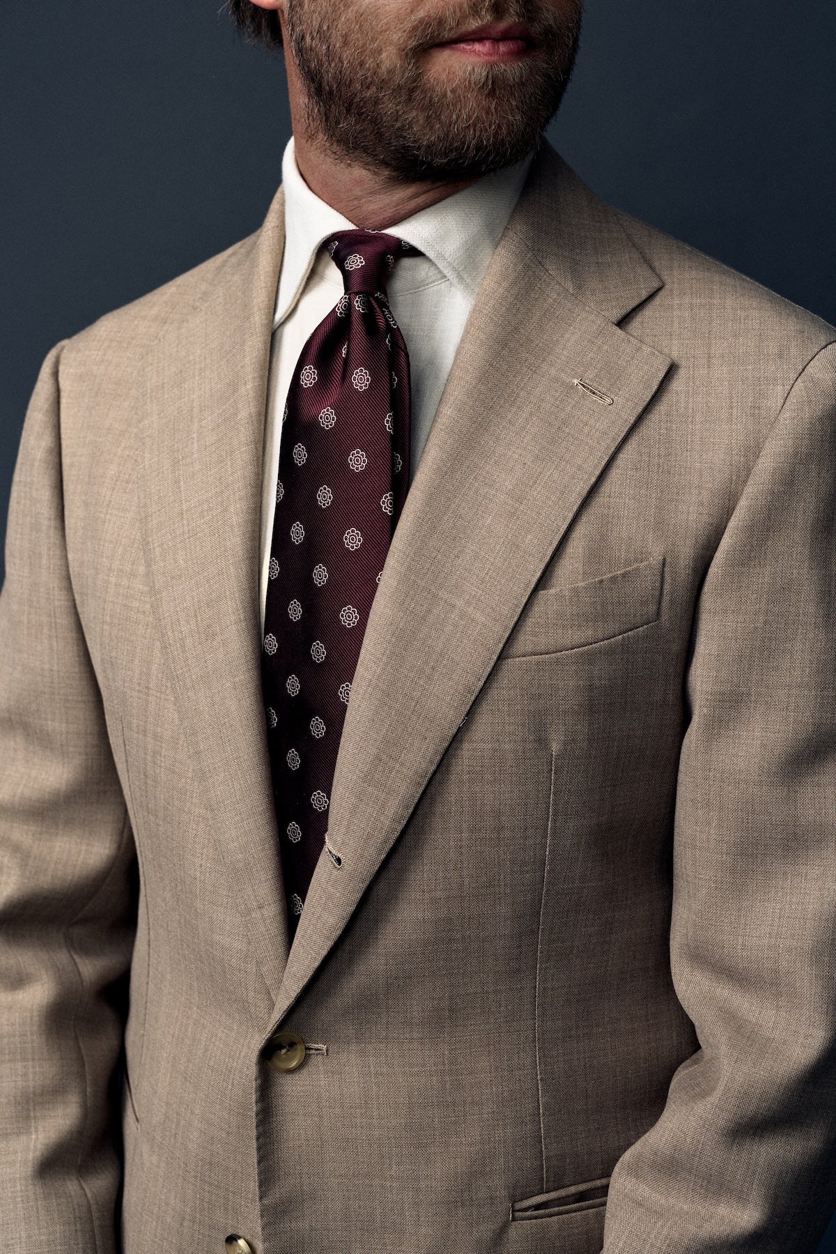 Shibumi-Flower Japanese Jacquard Silk Tie - Wine