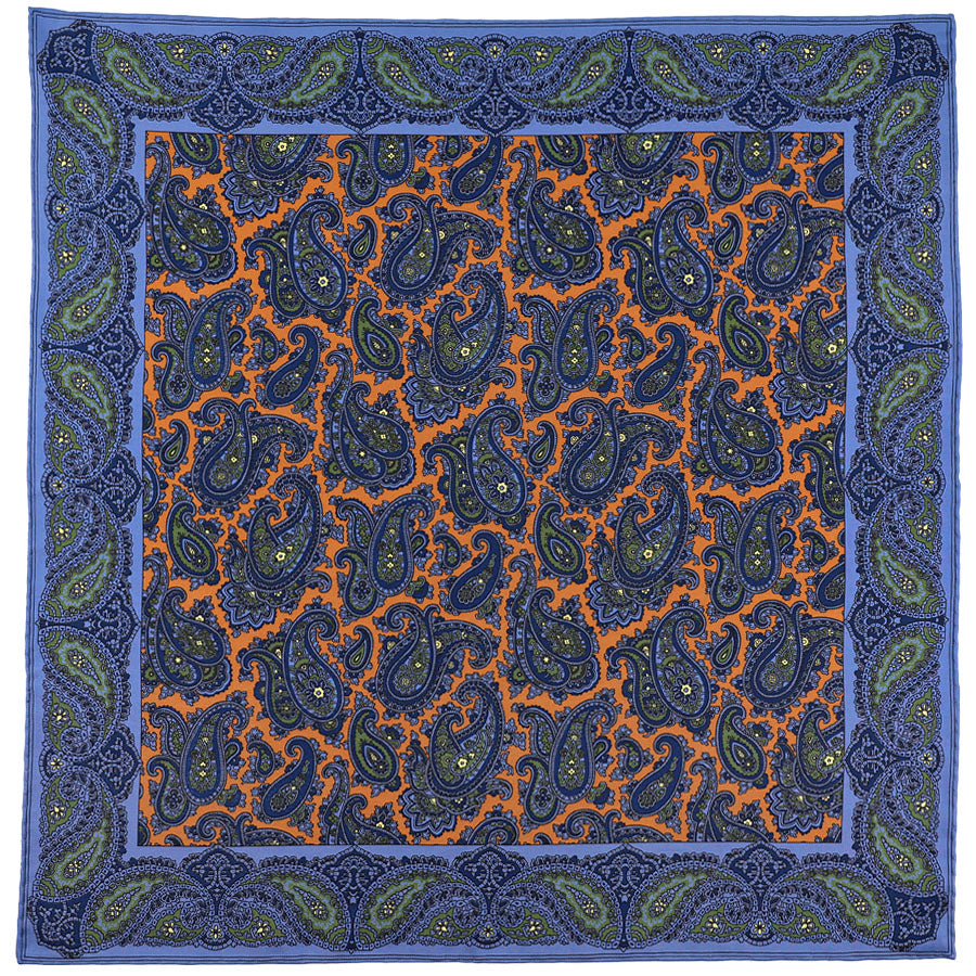 Ancient Madder Silk Pocket Square - Orange - 43x43cm