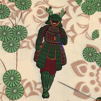 Samurai Printed Wool / Silk Scarf - Cream