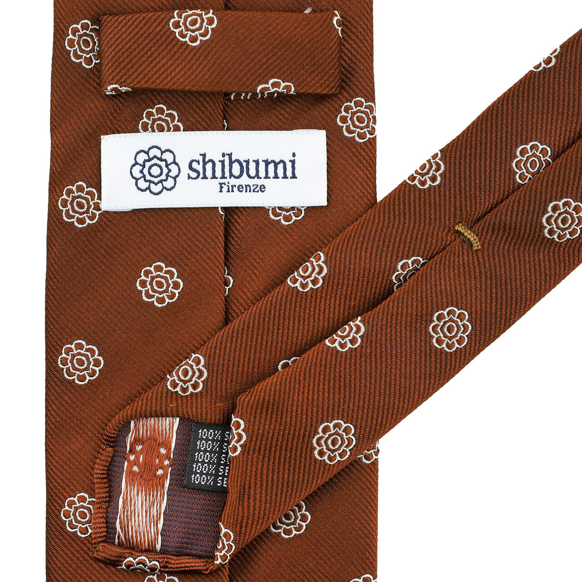 Shibumi-Flower Japanese Jacquard Silk Tie - Copper