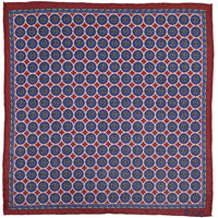 Medallion Printed Wool / Silk Pocket Square - Cherry - 43x43cm
