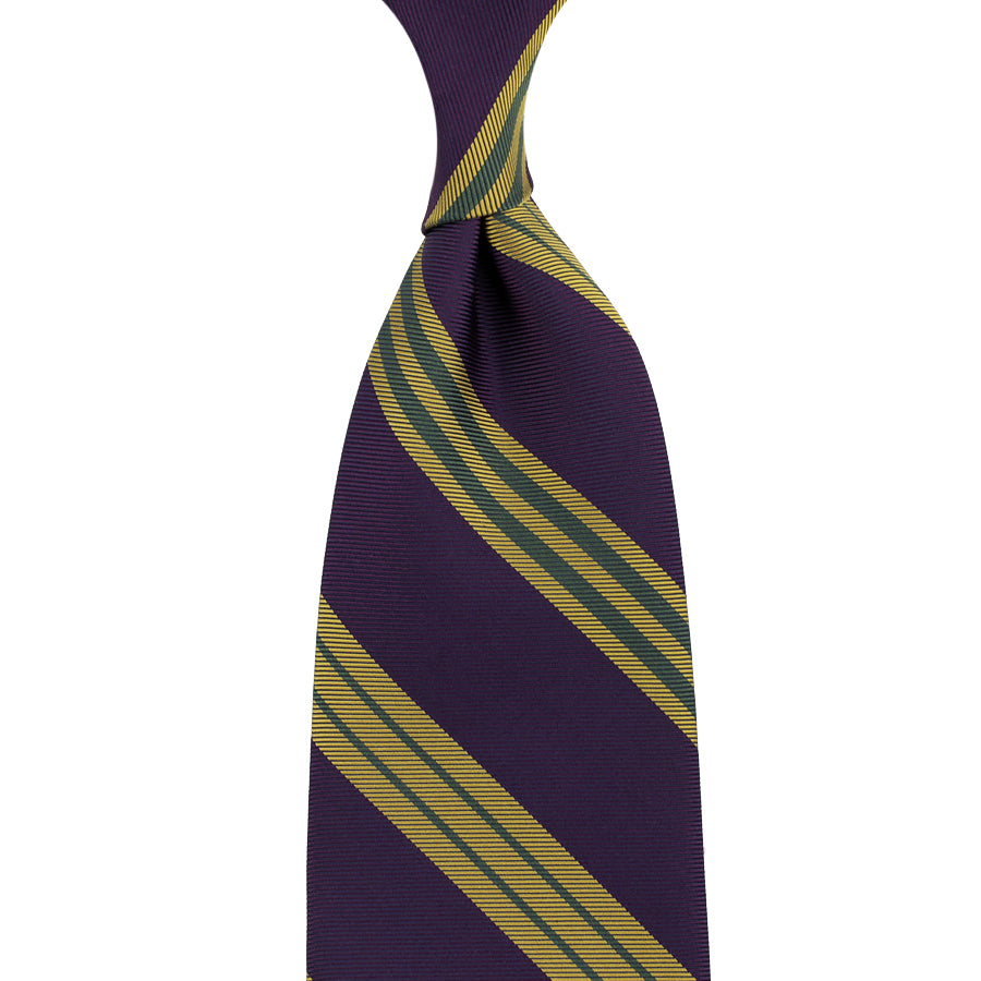 Japanese Repp Stripe Silk Tie - Purple / Yellow