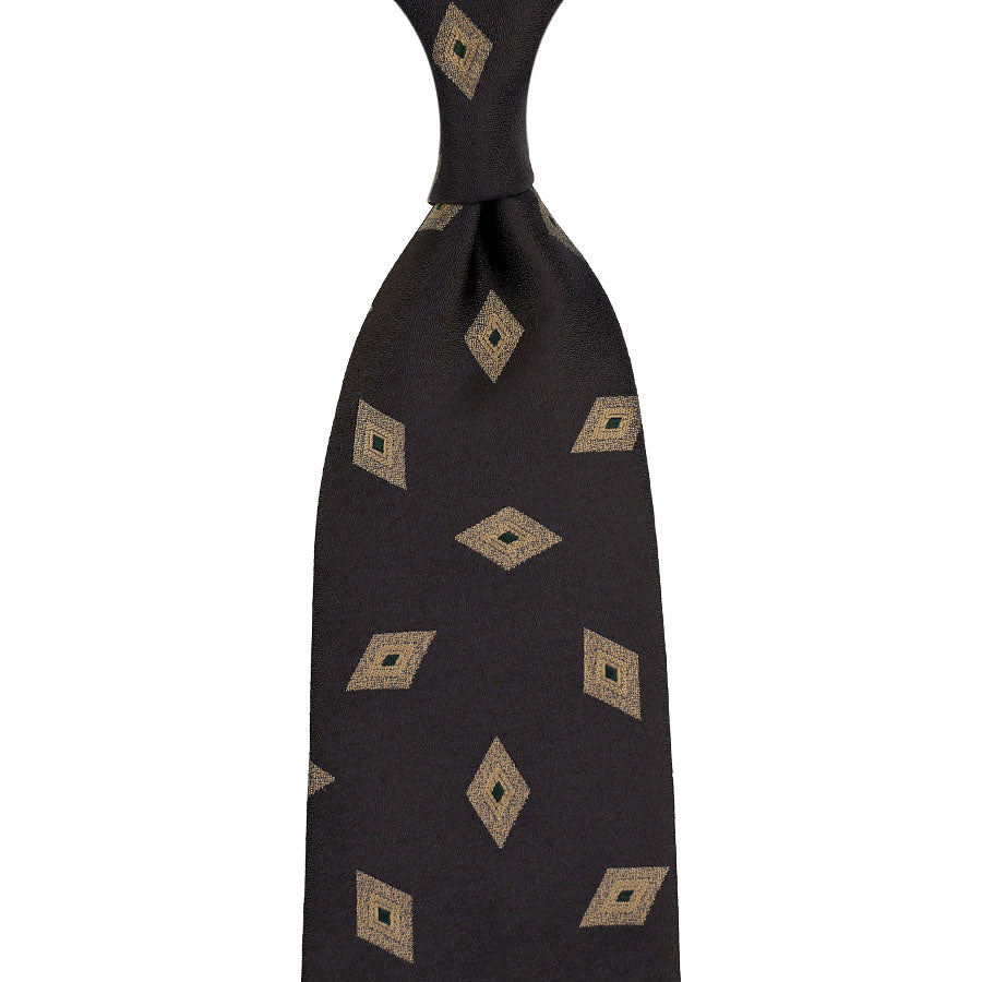 Japanese Boucle Silk Tie - Brown - Hand-Rolled