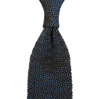 Crunchy Silk Knit Tie - Powder Blue / Brown Mottled