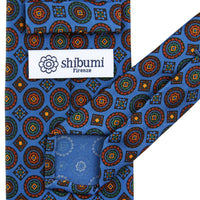 Floral Printed Silk Tie - Madder Blue - Hand-Rolled