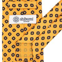 Shibumi-Flower Printed Silk Tie - Melon - Hand-Rolled