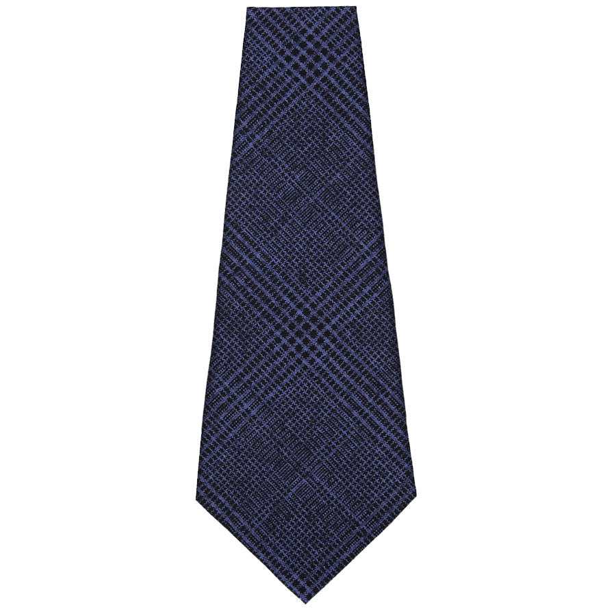 Glencheck Wool / Linen Bespoke Tie - Navy