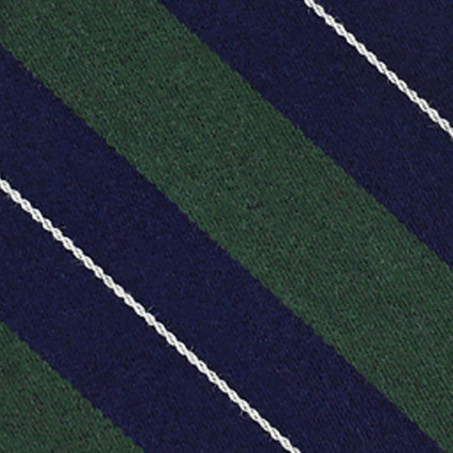 Abraham Moon Striped Bespoke Wool Tie - Navy / Green