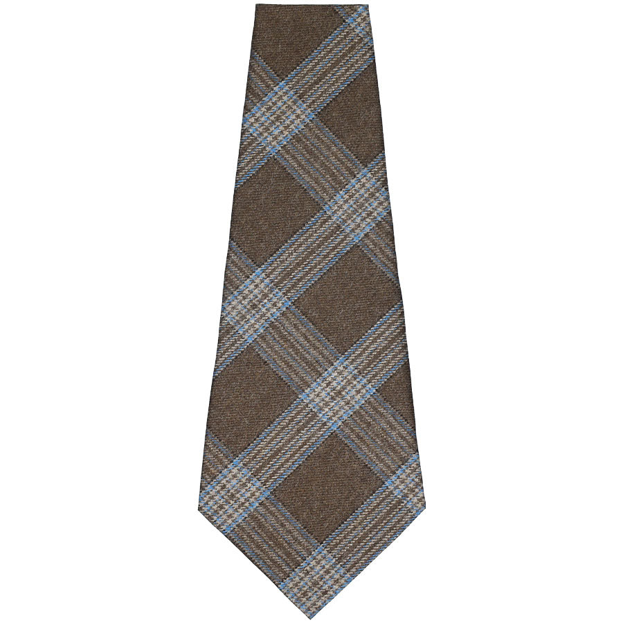 Vintage Checked Bespoke Wool Tie - Brown