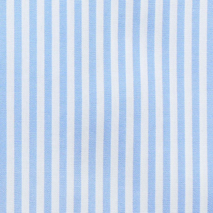 Poplin Semi Spread Shirt - White / Sky Blue - Pencil Stripe