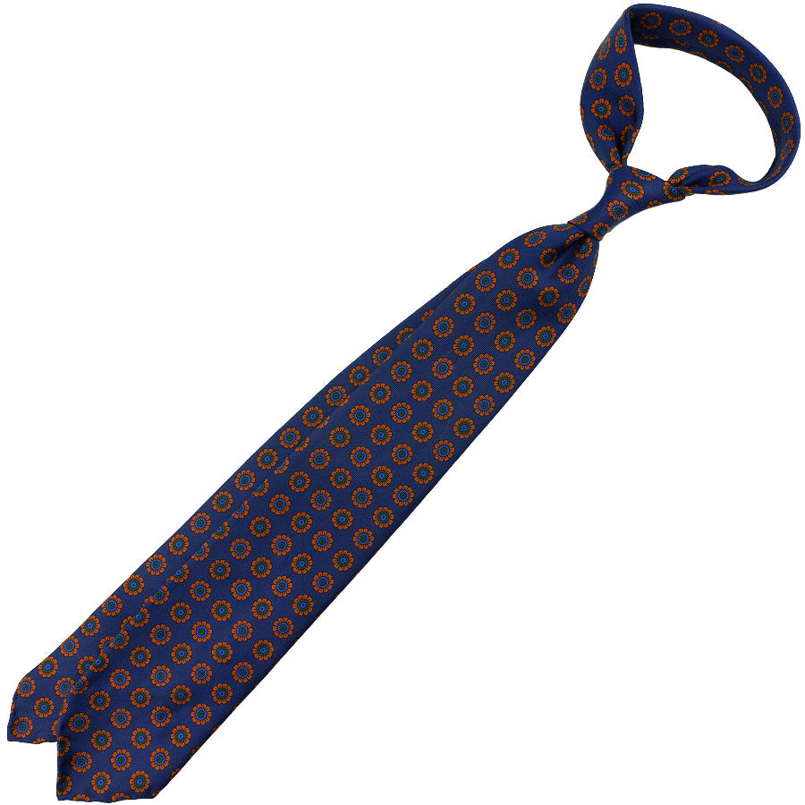 Ancient Madder Silk Tie - Navy - Hand-Rolled
