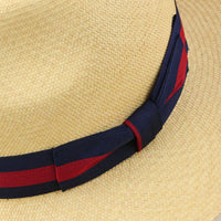 Panama Hat - Sand - Navy / Burgundy Ribbon - Llano