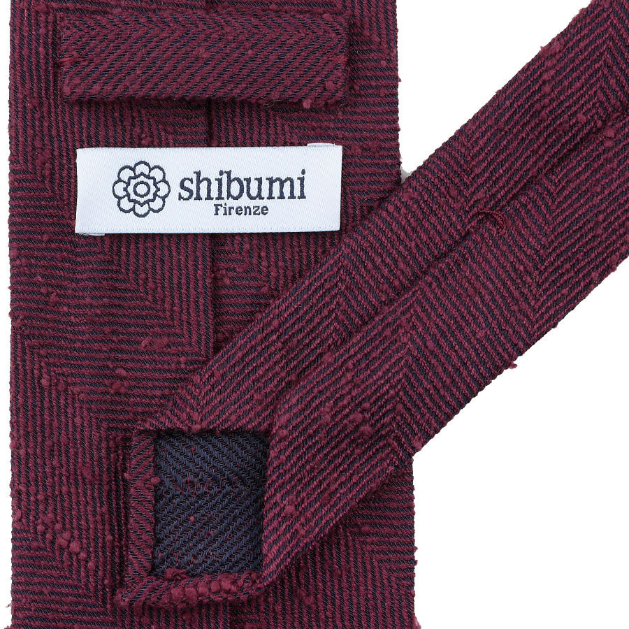 Big Herringbone Shantung Silk Tie - Burgundy