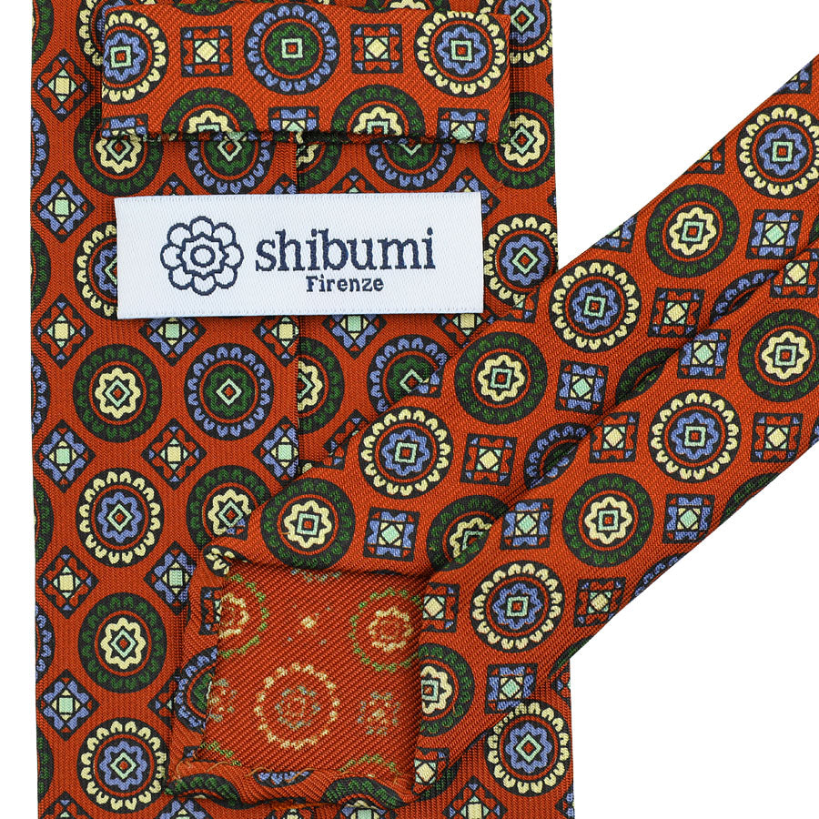 Anniversary Collection - Floral Printed Silk Tie - Rust