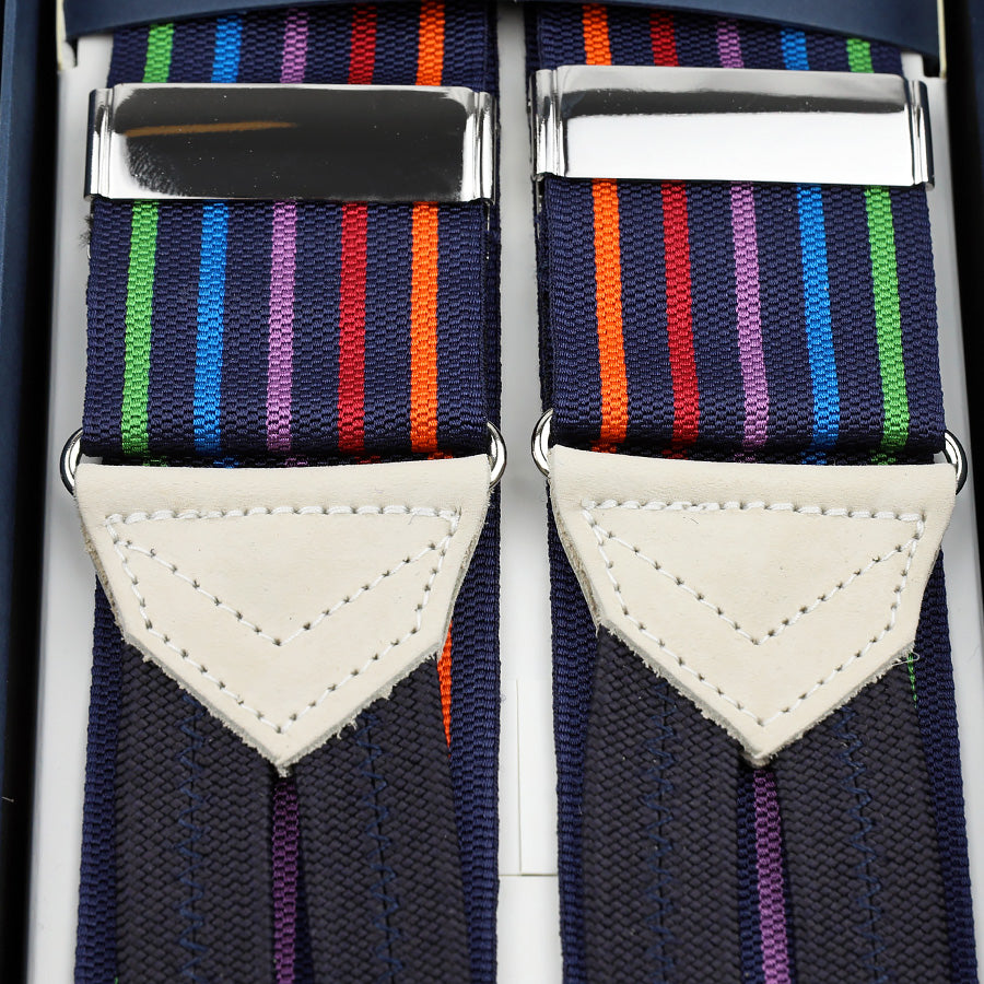 Barathea Braces - Navy / Rainbow