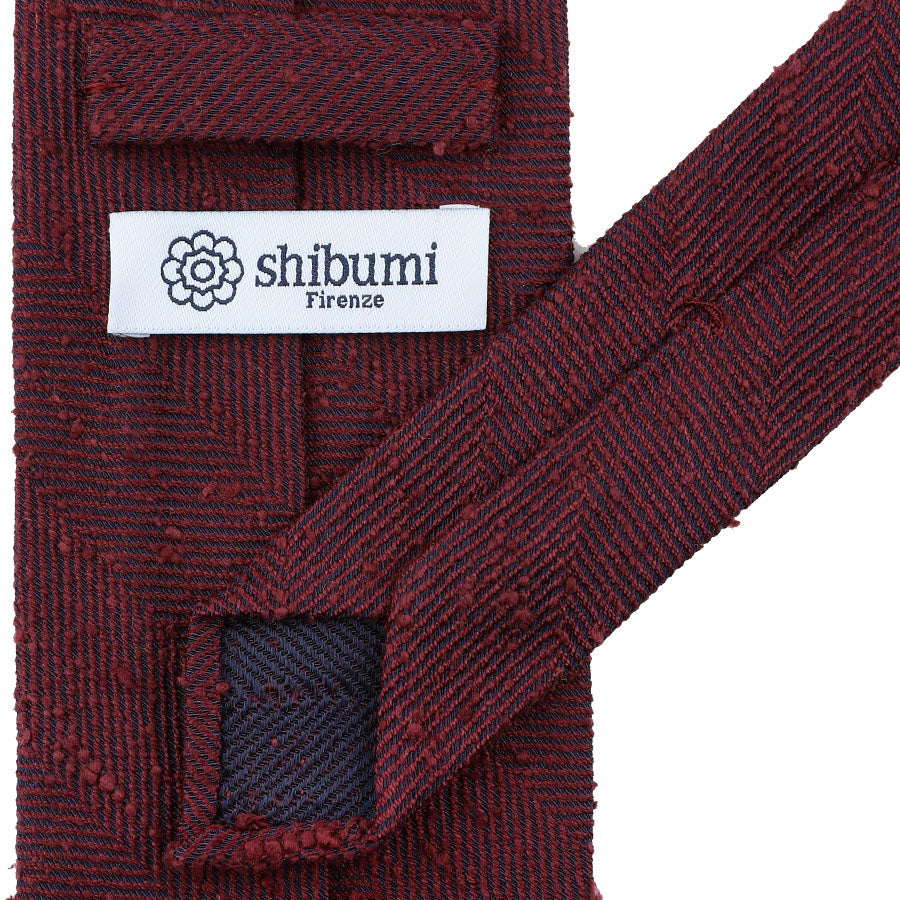 Big Herringbone Shantung Silk Tie - Burgundy