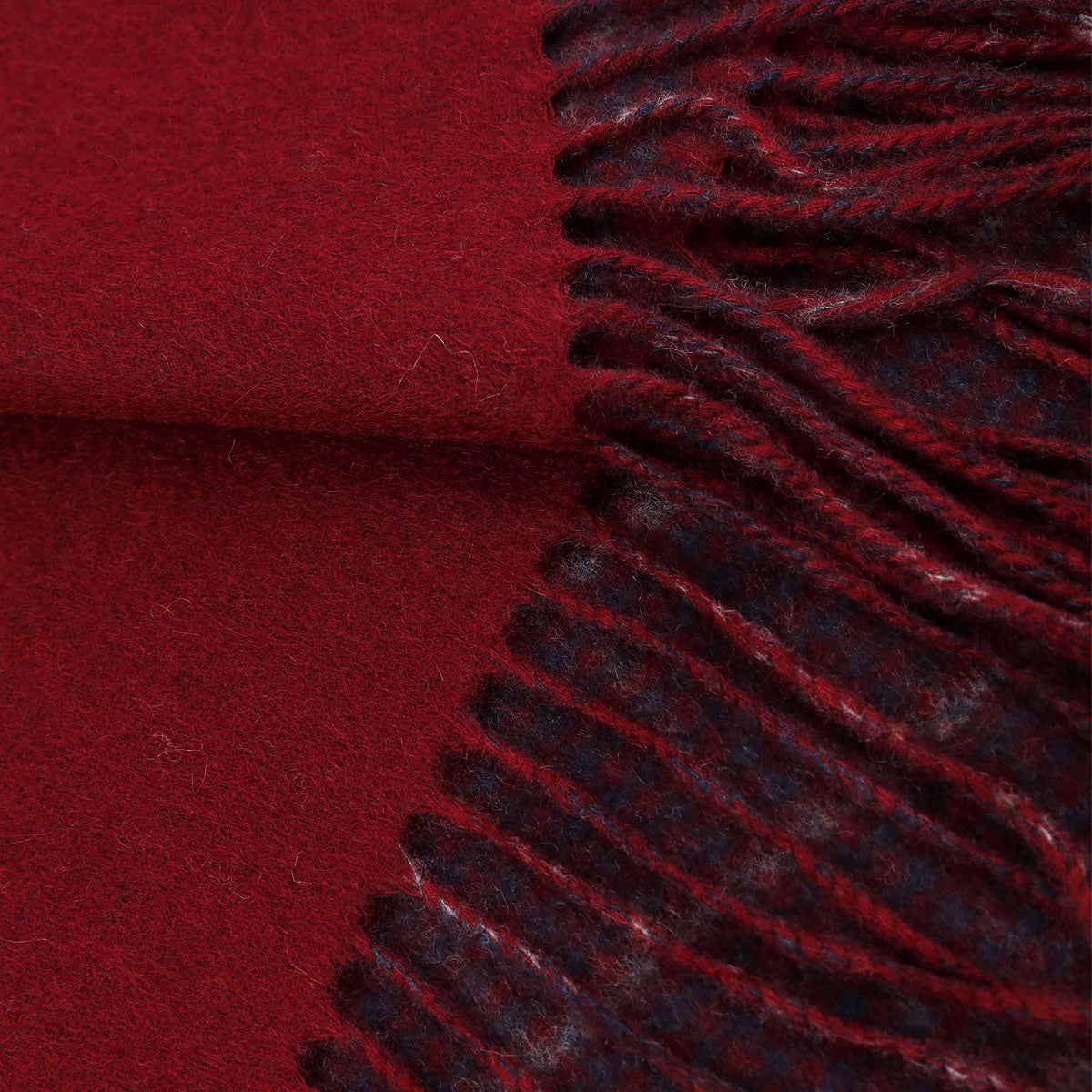 Double-Face Cashmere Scarf - Burgundy Glencheck / Plain