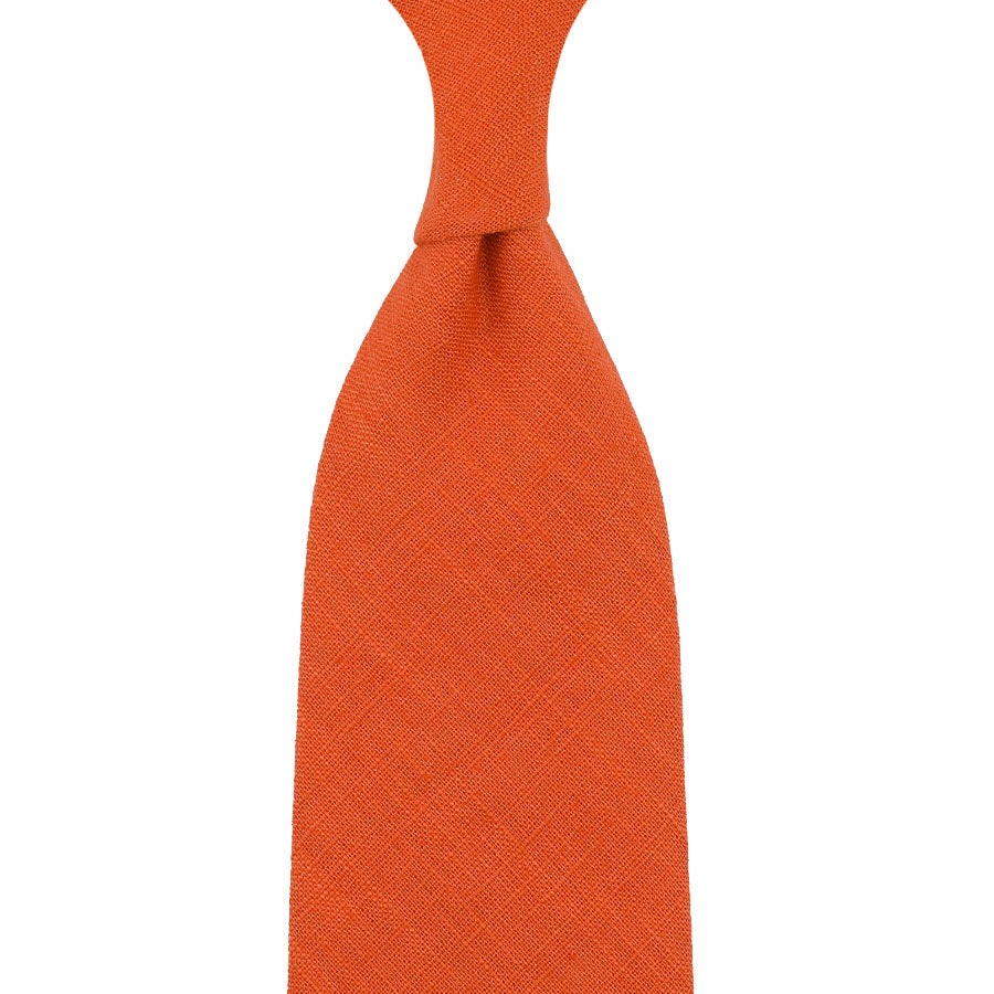 Japanese Ramie Tie - Orange - Hand-Rolled