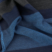 Striped Thin Cashmere Scarf - Navy / Blue / Grey